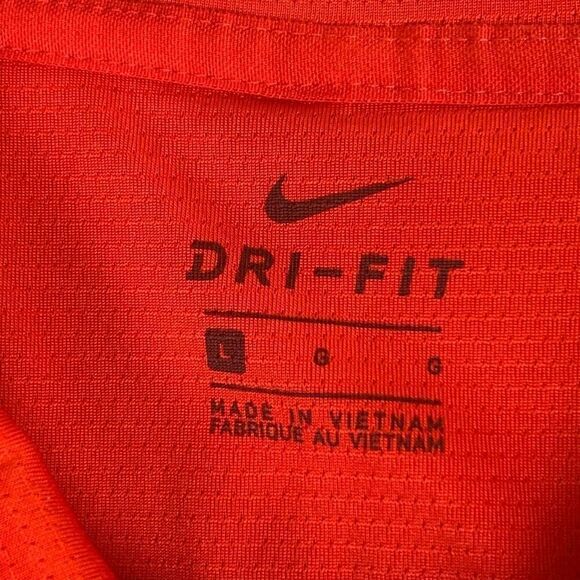 Nike Mens Large Dri Fit Athletic Pullover Polo Shirt Red Short Sleeve Swoosh - Picture 2 of 7
